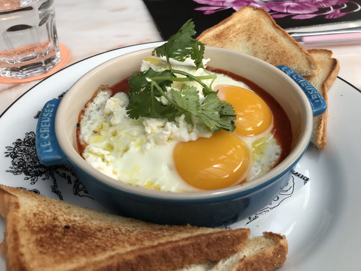The shakshuka at Morning Glory is a perfect egg dish that needs a heartier bread to be served with it, for scooping purposes. 