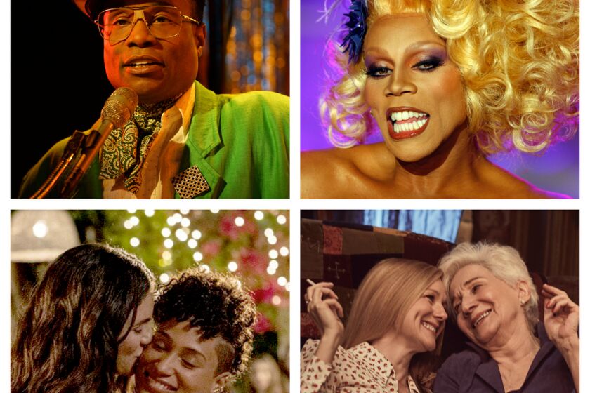 Clockwise from top left,: Billy Porter in Pose. Credit: FX. RuPaul during taping of RuPaul's Drag Race. Credit: Mark Boster/Los Angeles Times. Laura Linney and Olympia Dukakis in a scene from "Tales of the City.” Credit: Netflix. L/R Arienne Mandi as Dani Nunez, left, and Rosanny Zayas as Sophie Suarez in The L Word: Generation Q. Credit: Showtime.