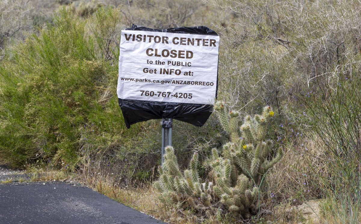 The visitor Center in the Anza-Borrego Desert State Park is closed because of the Coronavirus.