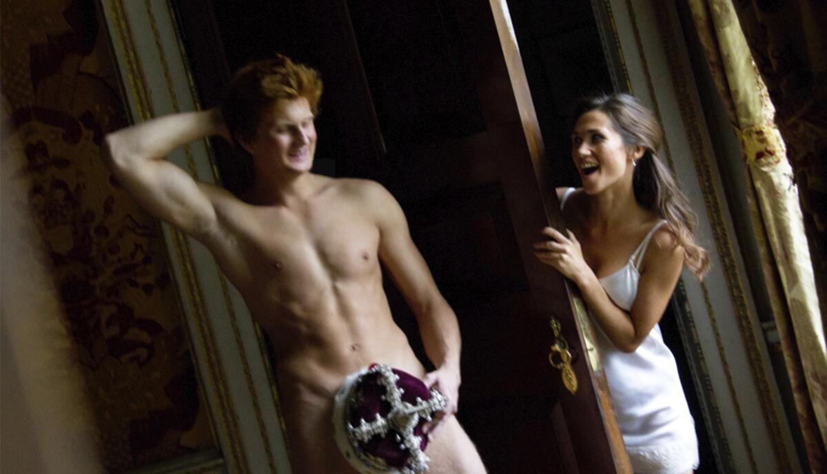 The photograph "Prince Harry Crown Jewels" shows a look-alike Prince Harry naked with his wife.