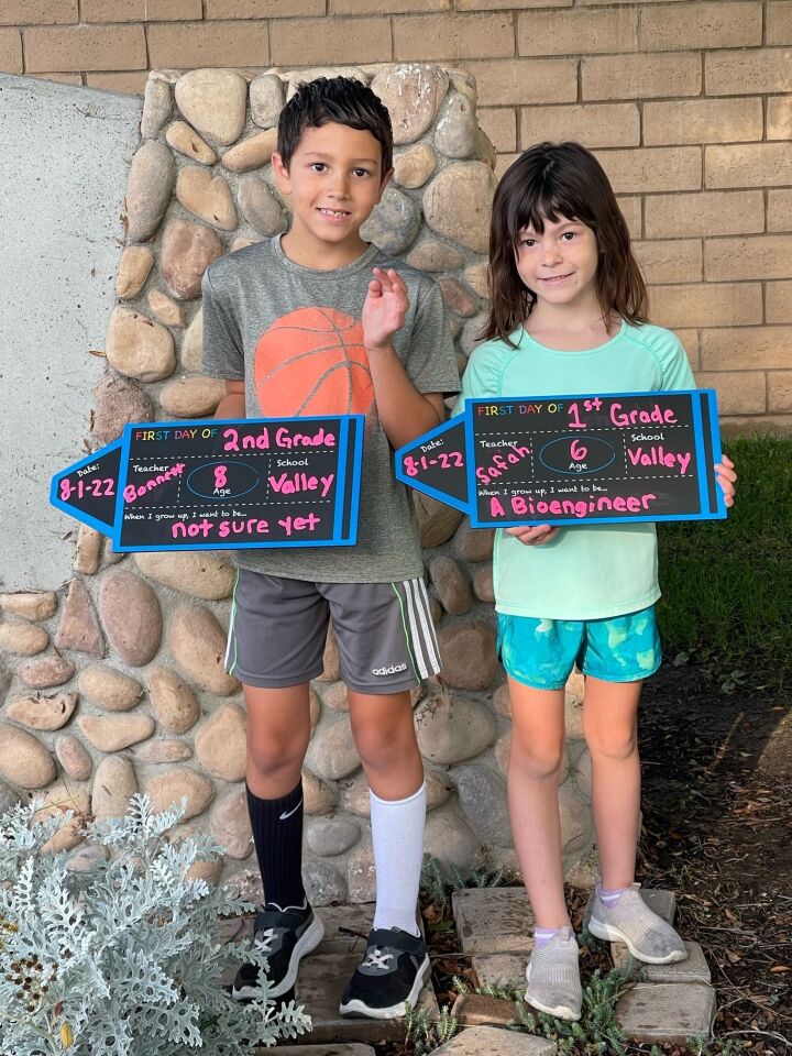 Connor and Ava Defenbaugh on their first day back to school at Valley Elementary.