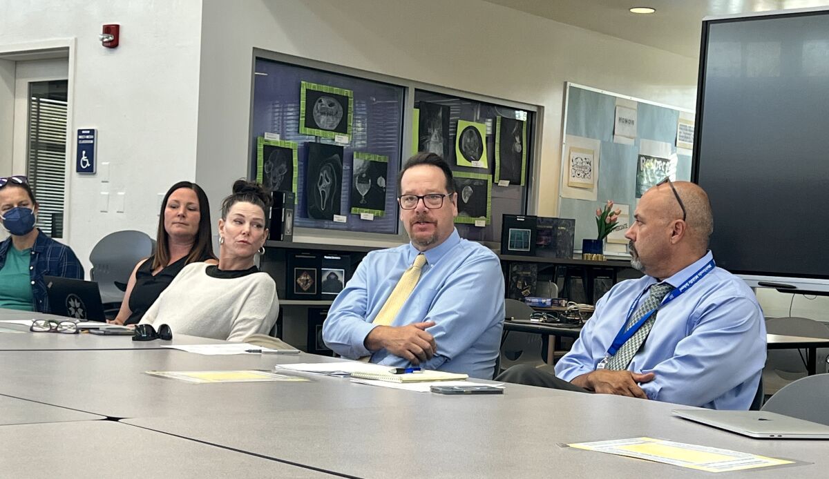 New Torrey Pines Elementary School Principal Keith Keiper updates the La Jolla Cluster Association.