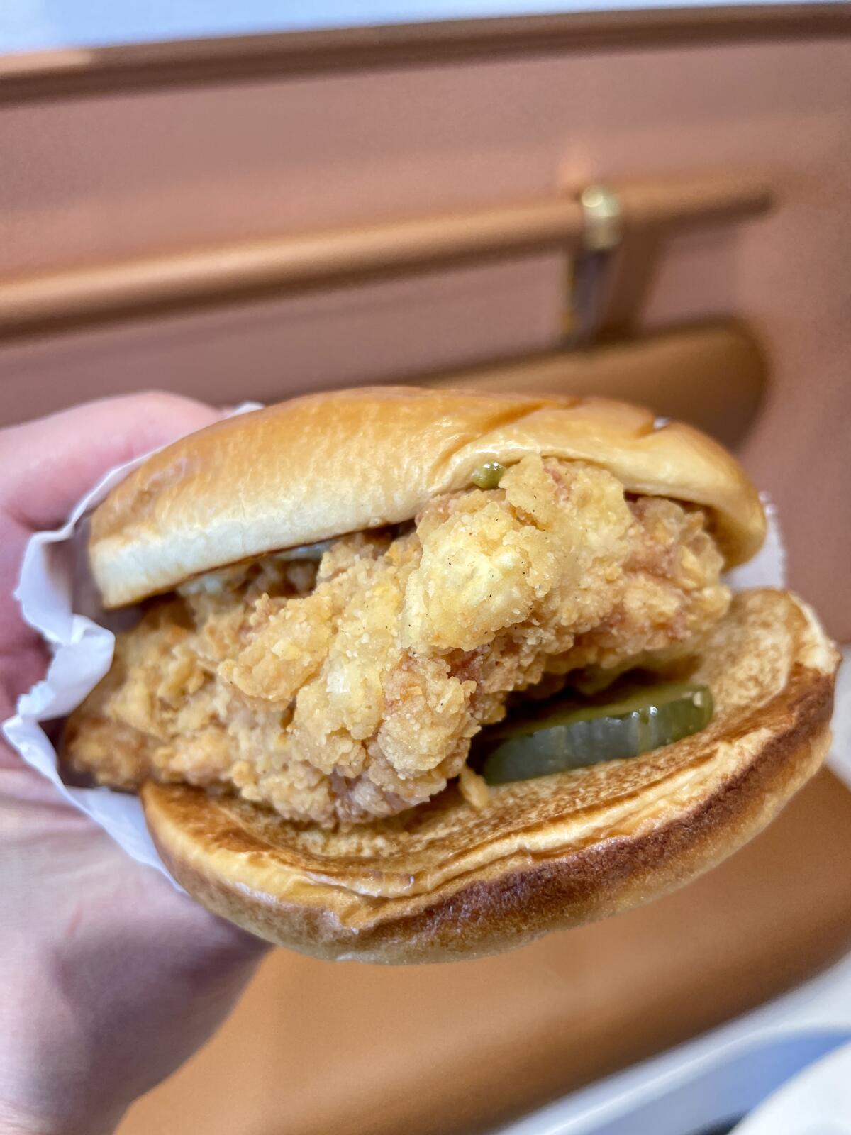 Original chicken sandwich from J&G Fried Chicken in Hacienda Heights.