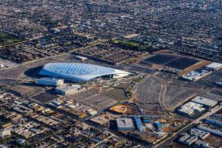 An aerial photo of Hollywood Park.