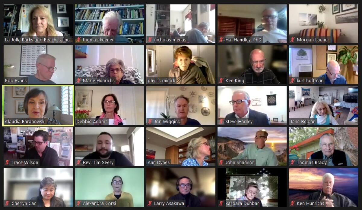 La Jolla Parks & Beaches board members and others meet Jan. 24 online.
