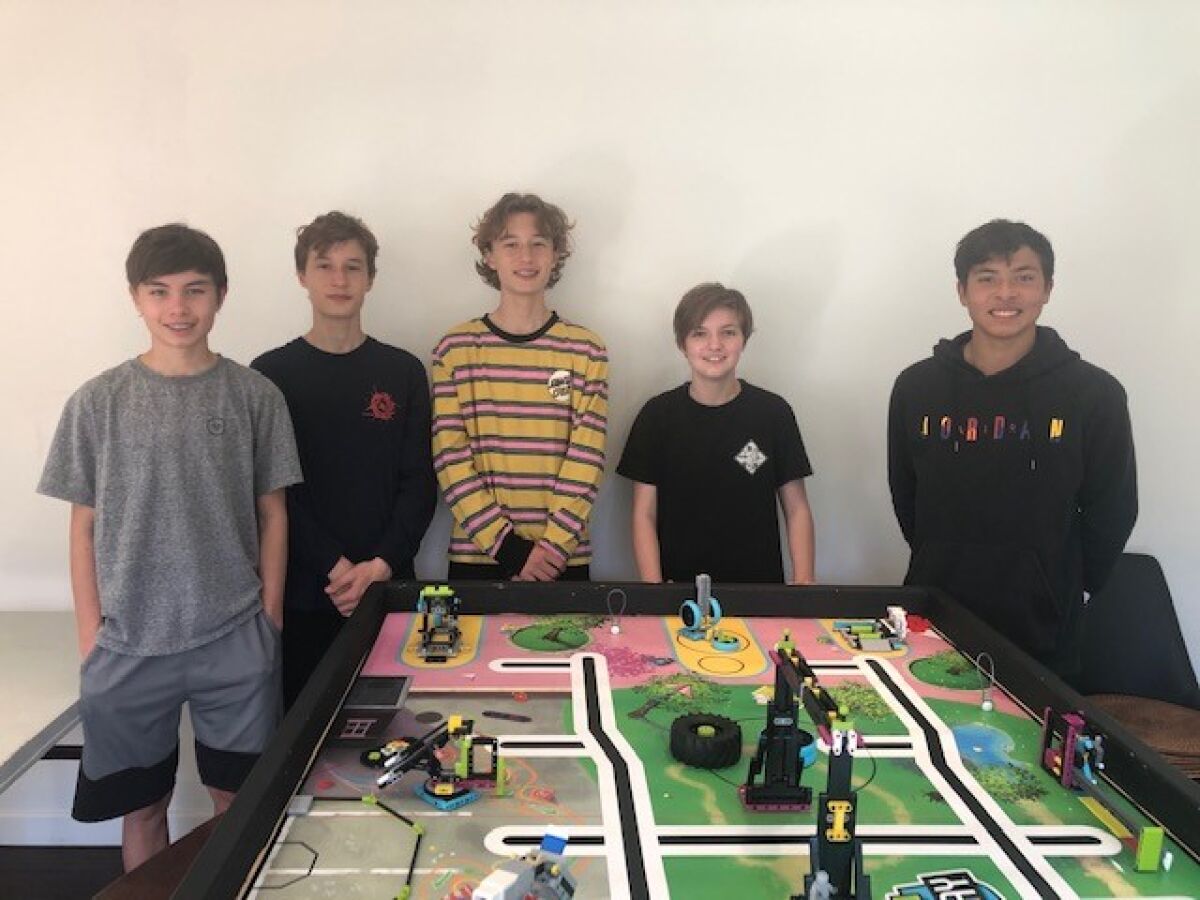 From left, Jackson Brown, Jacob and Ben Khamishon, Isla Archbold and Jordan Hochberg are the Muirlands Constructors.