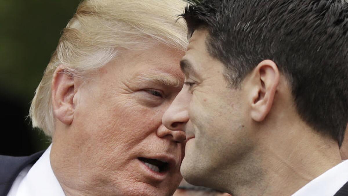 President Trump and House Speaker Paul D. Ryan (R-Wis.) in the White House Rose Garden