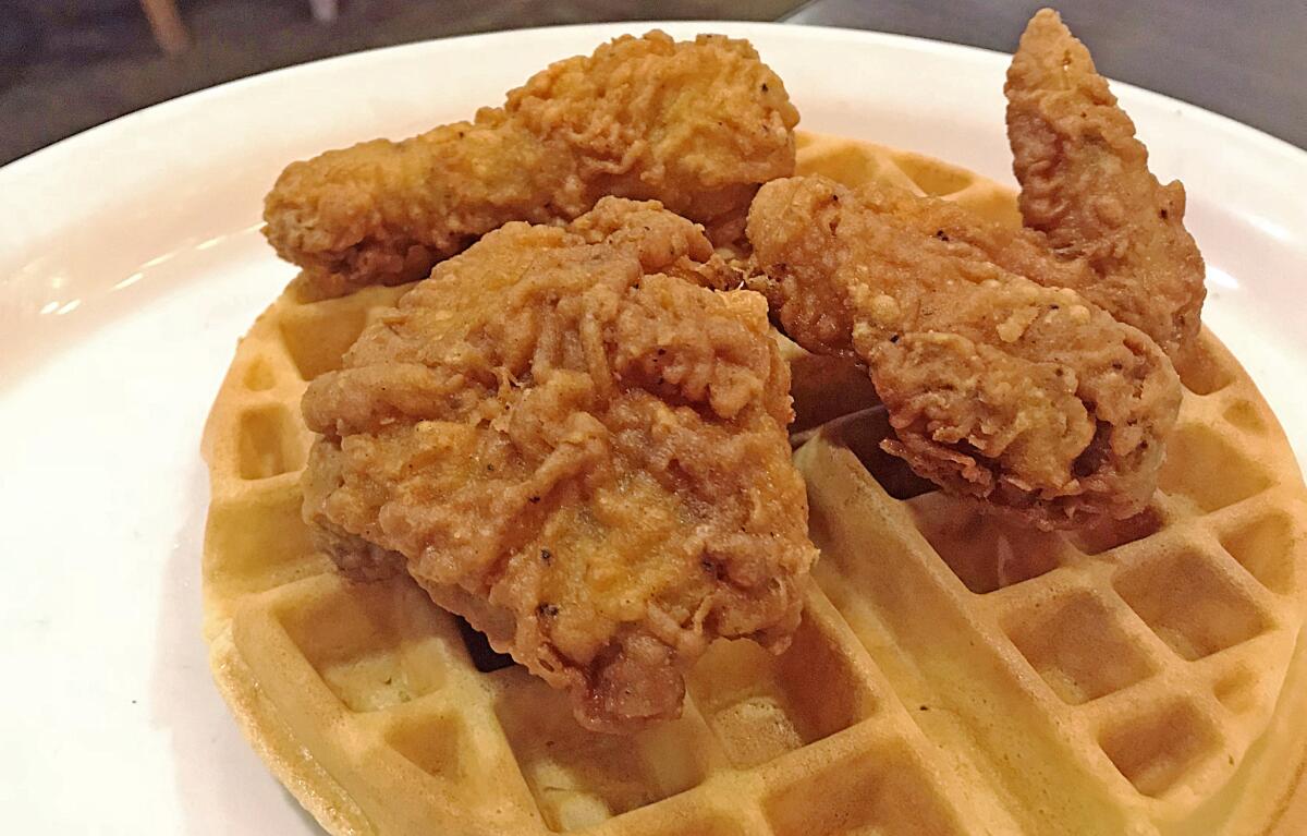 The chicken and waffles from Izzy's Deli.