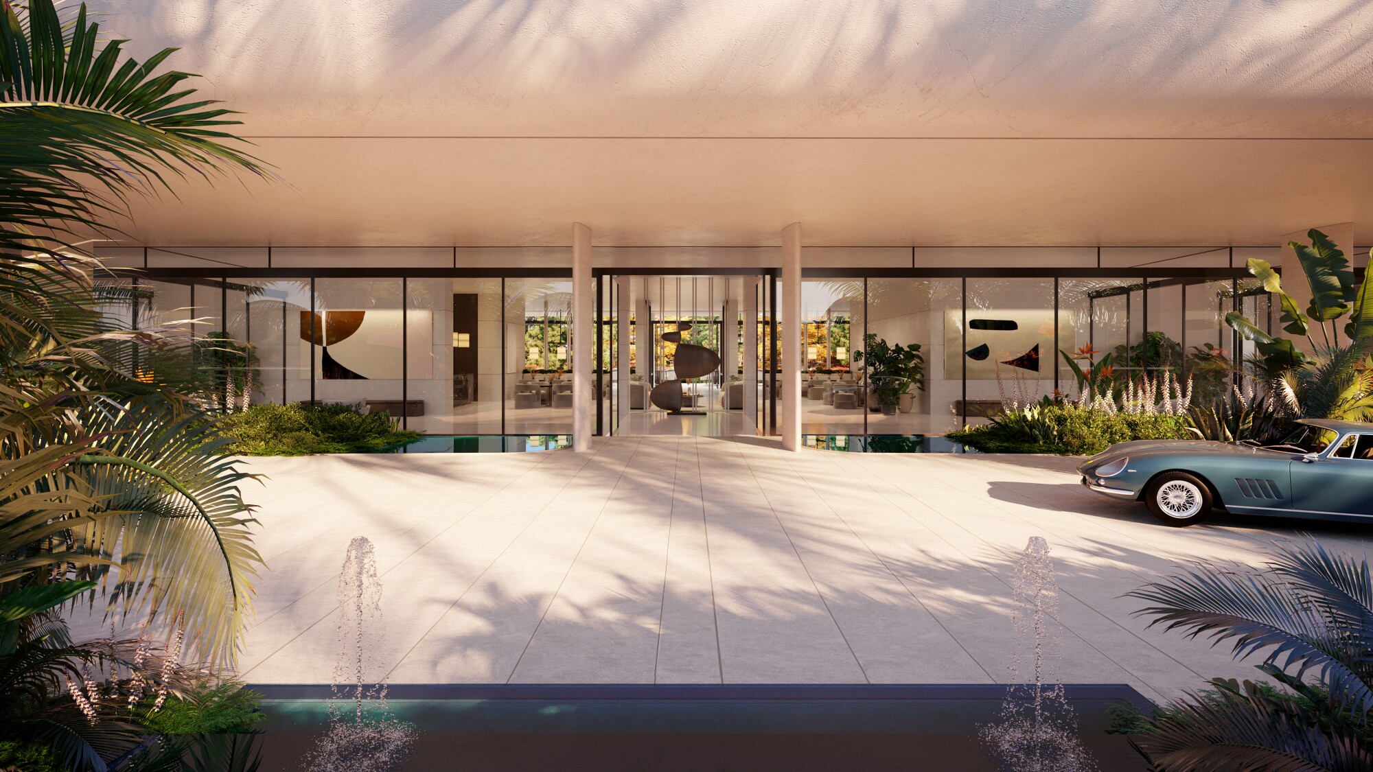 A rendering of the entrance to the Aman hotel at One Beverly Hills, which will have 42 suites.
