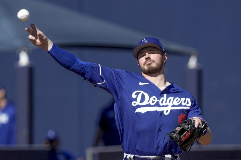 Los Angeles Dodgers' Gavin Lux during a spring training baseball game against the Milwaukee Brewers Saturday, Feb. 25, 2023, in Phoenix. (AP Photo/Morry Gash)