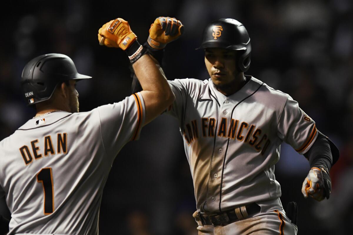 San Francisco Giants' Thairo Estrada after hitting a home run