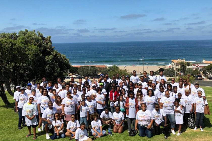Descendants of Charles and Willa Bruce gathered in 2018 at Bruce's Beach, in Manhattan Beach, for a family reunion.