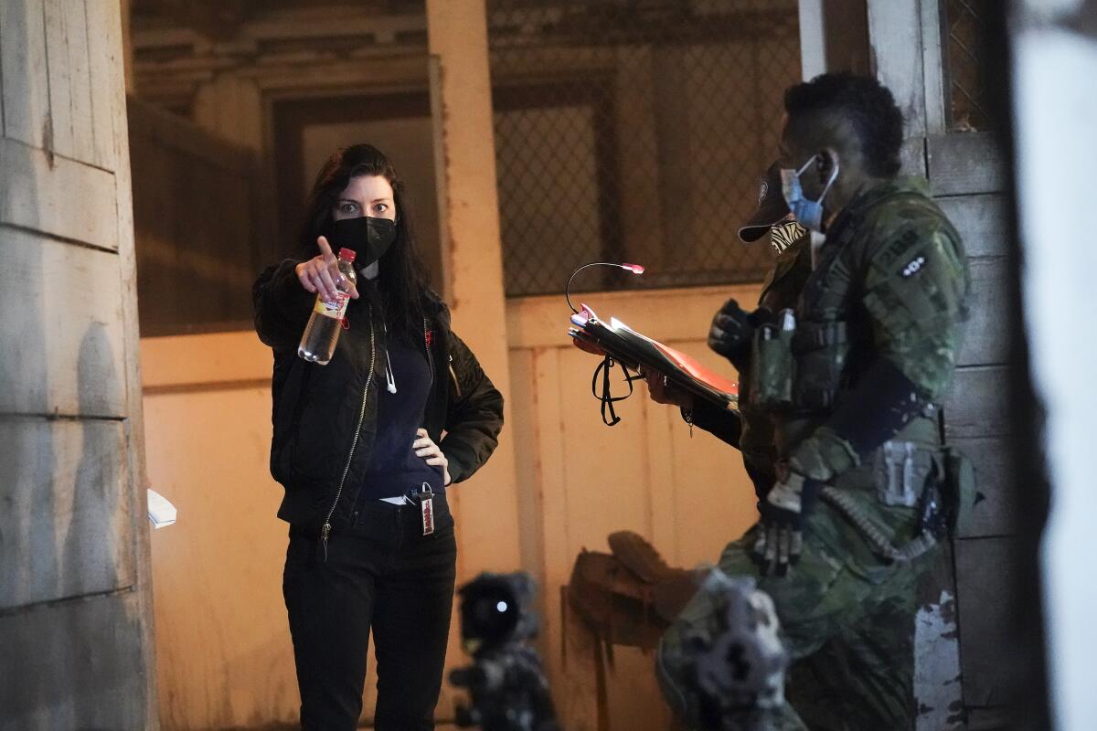 Jessica Paré directing an episode of "SEAL Team"