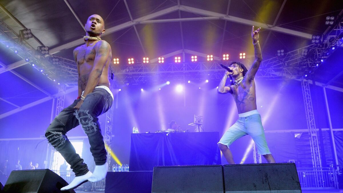 Slim Jxmmi and Swae Lee of Rae Sremmurd perform during the 2017 Governors Ball Music Festival.