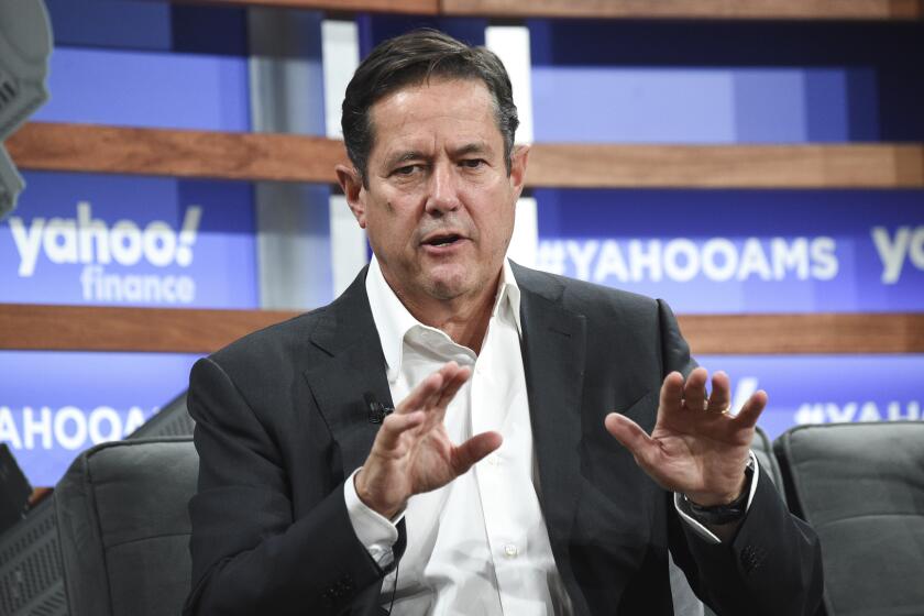 FILE - In this Thursday, Oct. 10, 2019 file photo, Barclays CEO Jes Staley participates in the Yahoo Finance All Markets Summit at Union West on in New York. Britain’s financial watchdog is investigating whether Barclays chief executive Jes Staley disclosed full details of his relationship with the late convicted sex offender Jeffrey Epstein, the bank said Thursday Feb. 13, 2020. (Photo by Evan Agostini/Invision/AP, File)