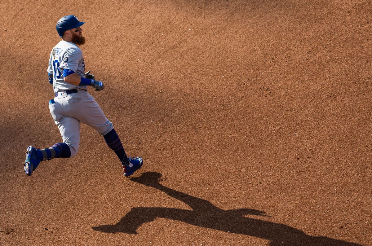 Dodgers third baseman Justin Turner runs the bases during a game against the Washington Nationals on July 27.