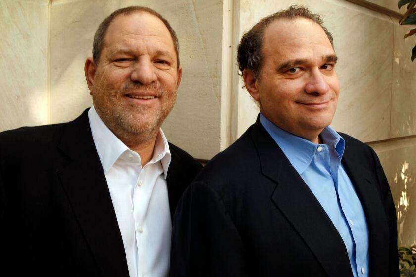 Seib, Al ?? B581922246Z.1 BEVERLY HILLS, CA FEBRUARY 24, 2012 ?? Harvey and Bob Weinstein, (Left to Right) photographed at the Peninsula Hotel in Beverly Hills on Friday, February 24, 2012 before the upcoming 84th Academy Awards on Sunday. (Al Seib / Los Angeles Times)