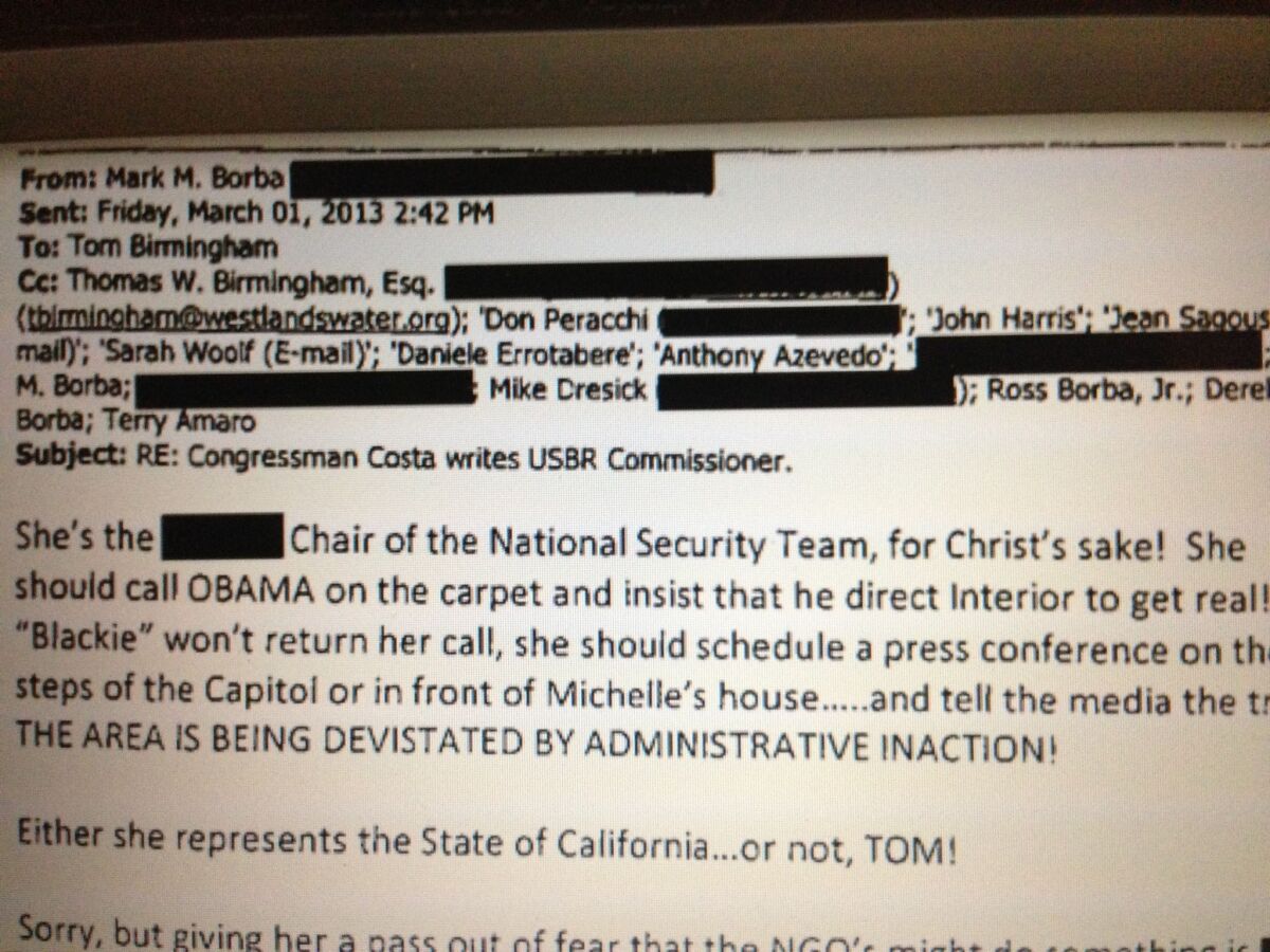 Image of an email sent by ousted hospital board chair.