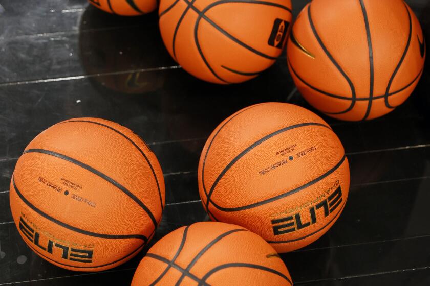 LAS VEGAS, NEVADA - NOVEMBER 26: Basketballs are shows on the court as the Duke Blue Devils and the Gonzaga Bulldogs warm up for the Continental Tire Challenge at T-Mobile Arena on November 26, 2021 in Las Vegas, Nevada. The Blue Devils defeated the Bulldogs 84-81. (Photo by Ethan Miller/Getty Images)