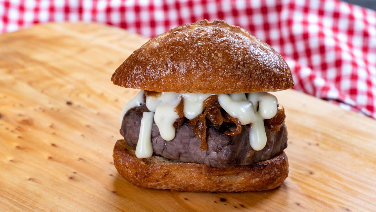 French Onion Grilled Beef Tenderloin Slider at 2022 Disney California Adventure Food & Wine Festival.