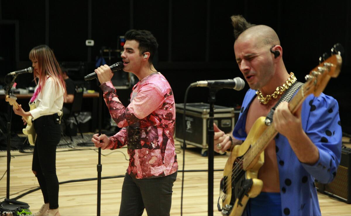 DNCE rehearses on a recent afternoon in Burbank.