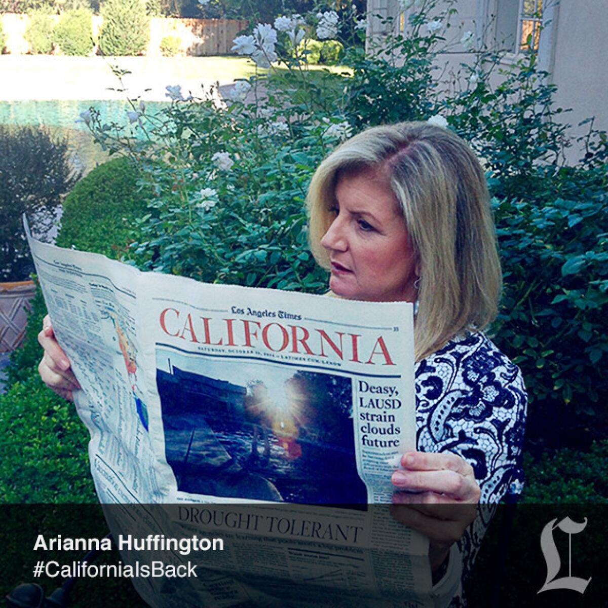 Arianna Huffington, Author, Columnist and Chair, President and Editor-In-Chief of Huffington Post Media Group.