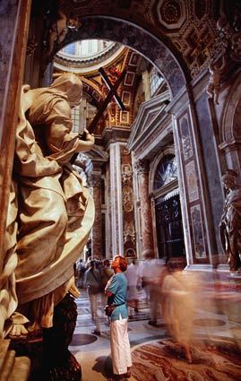 Art and sculpture abound in St. Peters Basilica in Rome, where entrance is free.