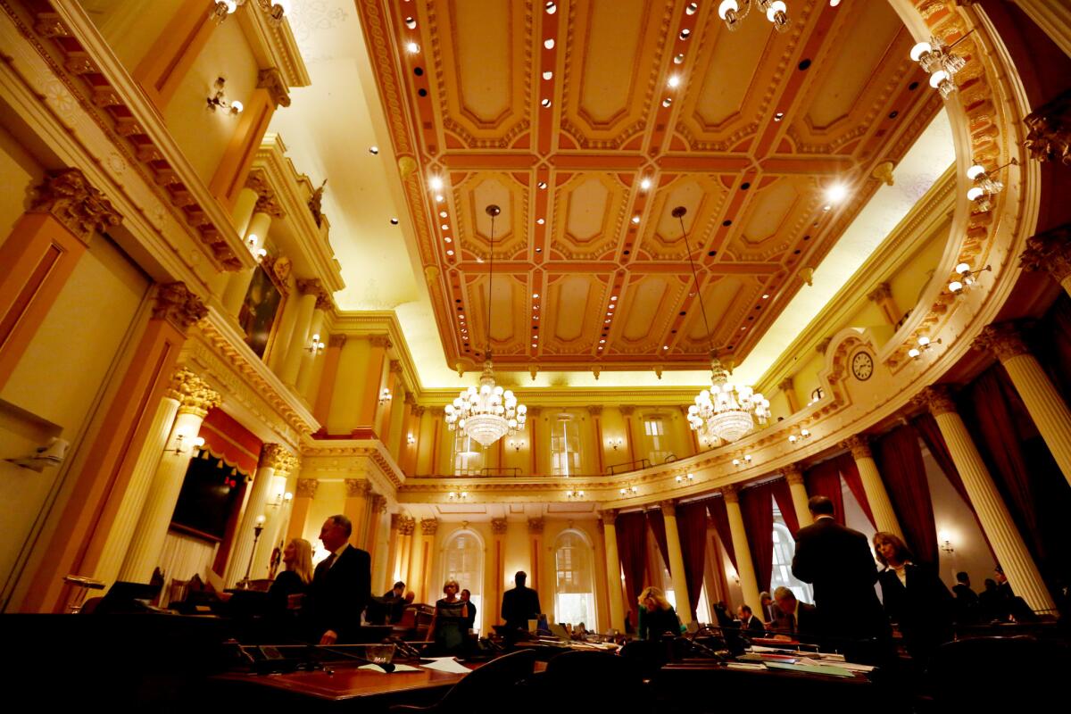 The state Senate chamber in Sacramento. Friday was the deadline for the Senate's and Assembly's appropriations committees to pare down the list of bills to be acted on this year.