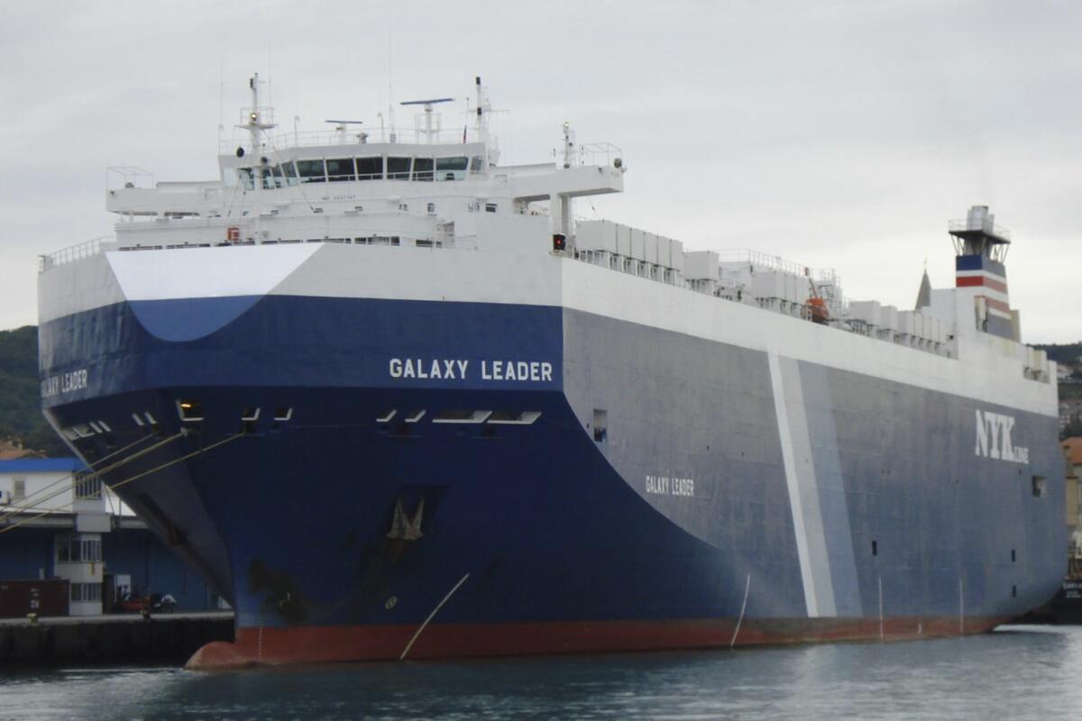 The ship Galaxy Leader is seen at the port of Koper, Slovenia