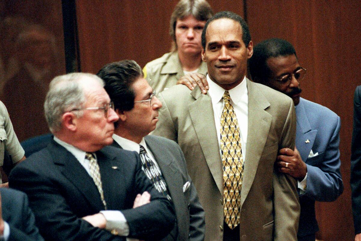 O.J. Simpson in court as the not guilty verdict in his murder trial is read. 