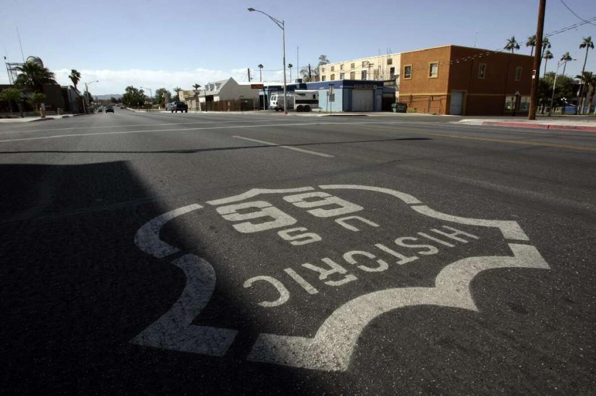 A view of Broadway, which is also part of historic Route 66, through Needles.