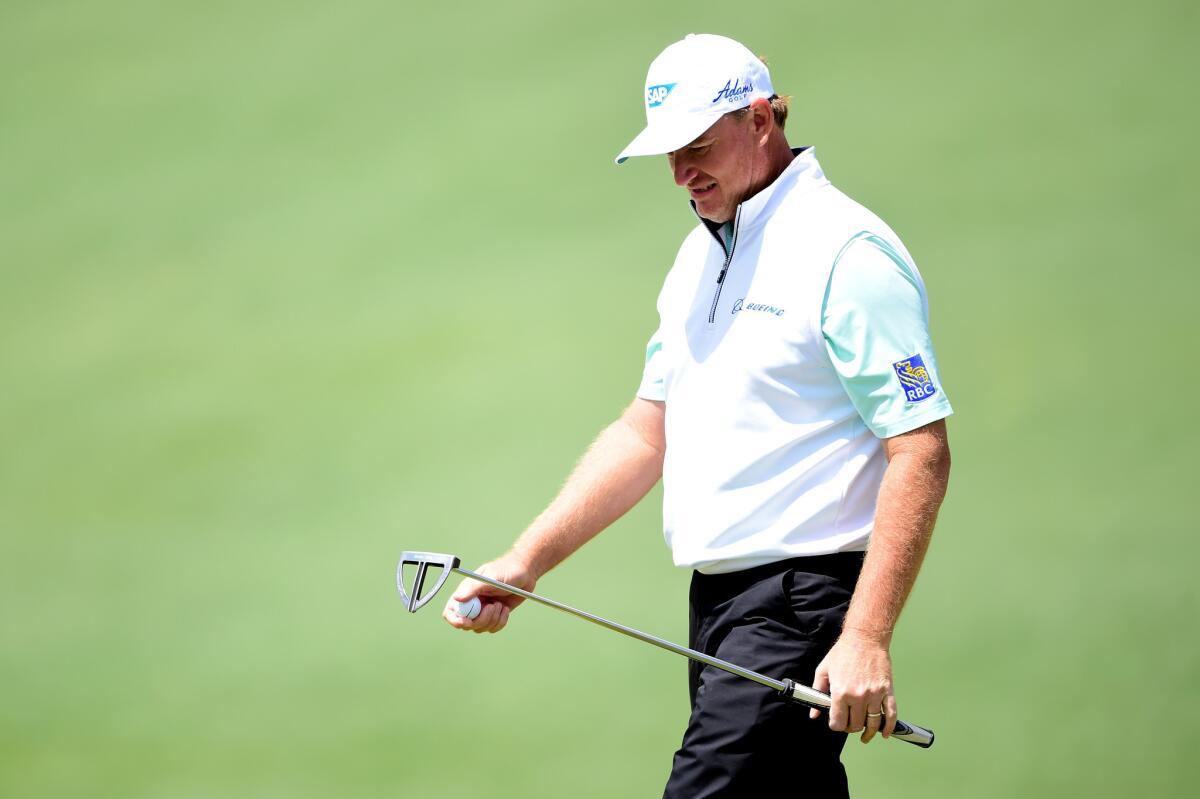 Ernie Els plays during the first round of the Masters at Georgia's Augusta National Golf Club on April 7.