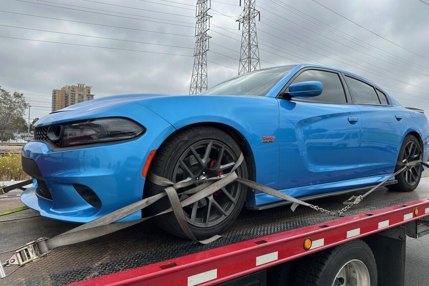 A vehicle seized as part of an investigation into sideshow street takeovers in San Diego.
