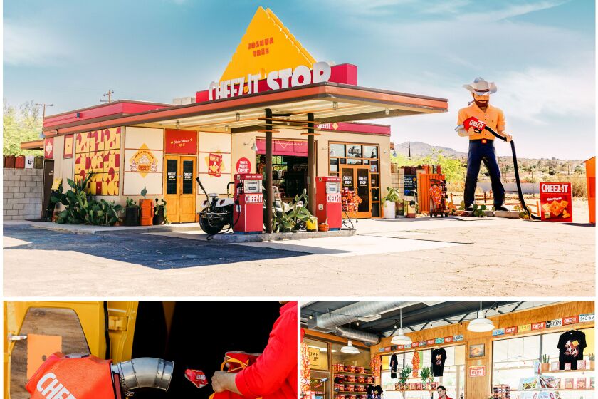 For one week only, Cheez-It has transformed a Joshua Tree gas station into the Cheez-It Stop, a pop-up store featuring merch, postcards and, of course, crackers. (Katie Gardner for Cheez-It)