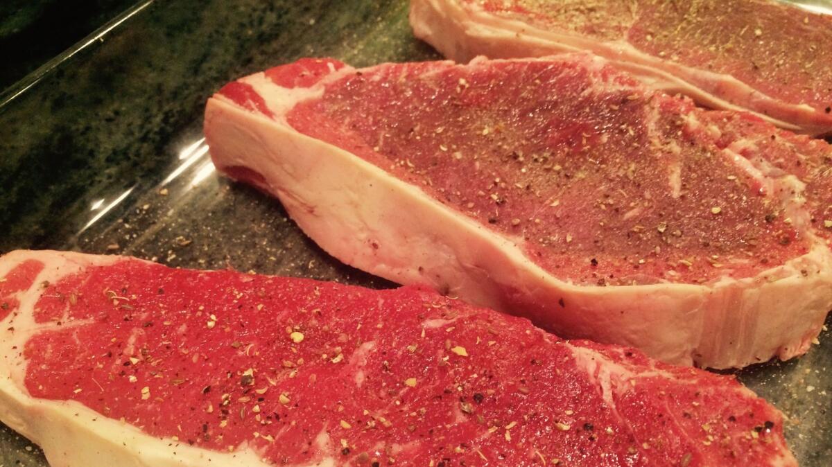 Birthday beef, as prepped by the boys.