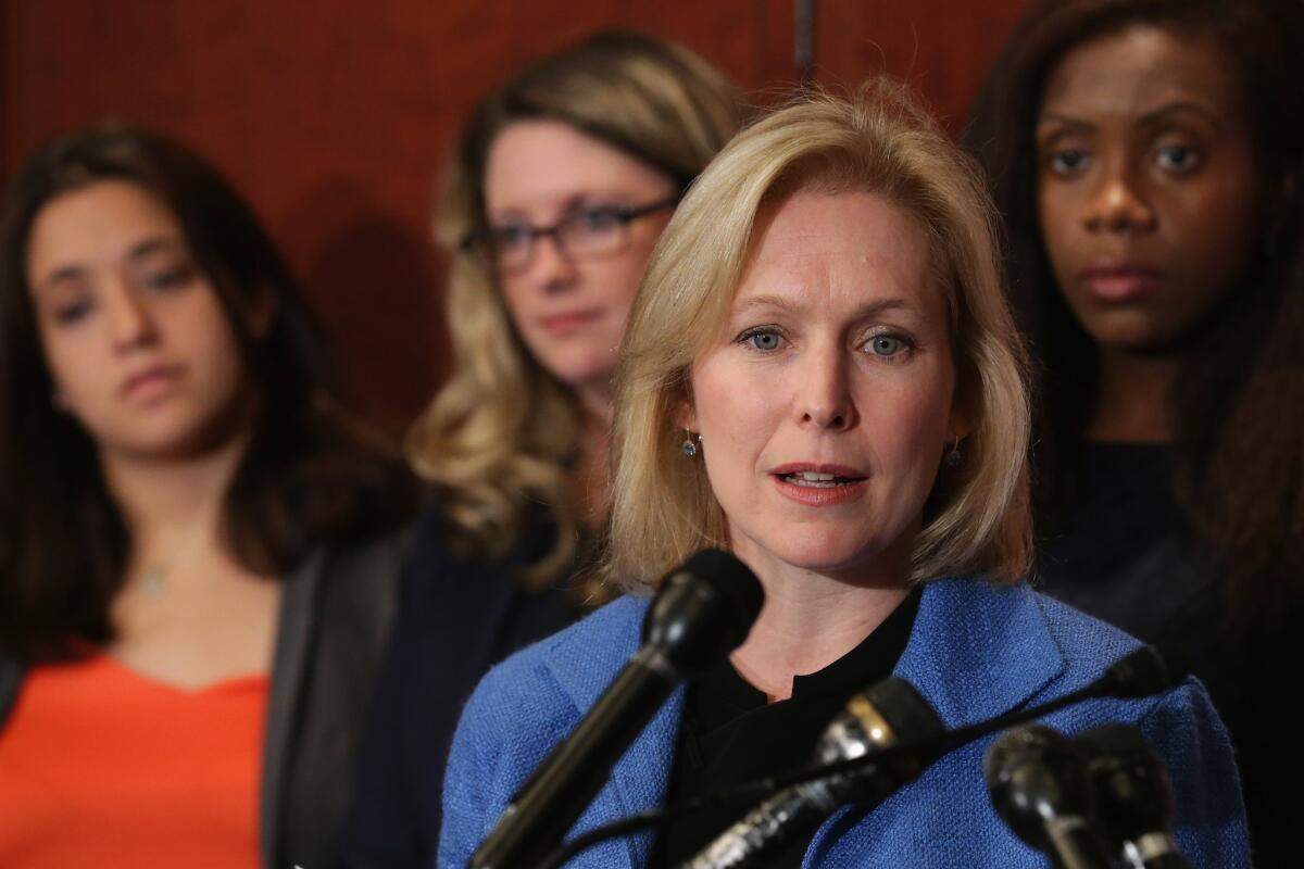 Sen. Kirsten Gillibrand (D-N.Y.) speaks at a news conference in July about legislation aimed at curbing sexual assaults on college campuses.