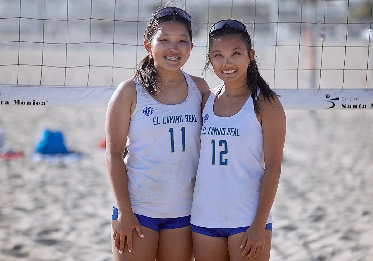 Sisters (from left) Addison and Audrey Choi led El Camino Real to the City beach volleyball team.