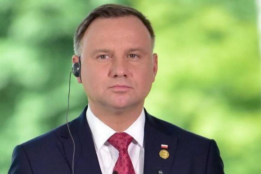 Mandatory Credit: Photo by IGOR KUPLJENIK/EPA-EFE/REX (10286192y) President of Poland Andrzej Duda attends a press conference after the summit 'Three Seas Initiative' in Brdo pri Kranju, Slovenia, 06 June 2019. The two-day summit, 05 and 06 June, is attended by heads of state of 12 central and eastern European countries. Three Seas Initiative Summit 2019, Brdo Pri Kranju, Slovenia - 06 Jun 2019 ** Usable by LA, CT and MoD ONLY **