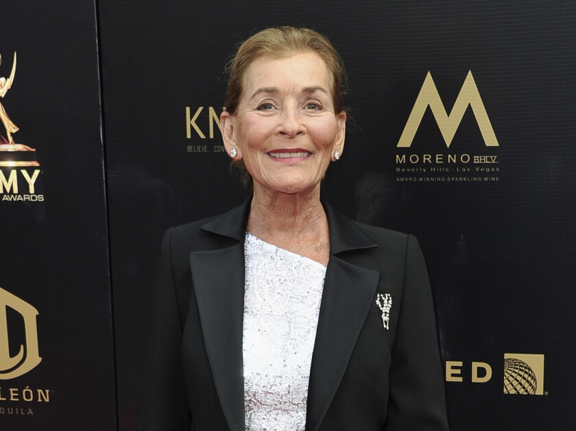 FILE - Judge Judy Sheindlin arrives at the 46th annual Daytime Emmy Awards in Pasadena, Calif. on May 5, 2019. Sheindlin has given a $5 million donation to New York Law School, where she, her daughter and granddaughter have attended. The donation will fund full tuition and books for 10 women a year, along with a summer employment fellowship after their first year, the school said. (Photo by Richard Shotwell/Invision/AP, File)