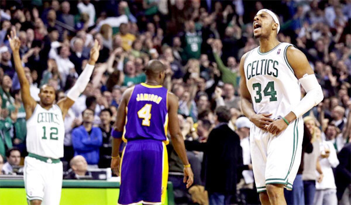 The last time the Lakers faced the Celtics, Paul Pierce led Boston with 24 points, seven rebounds and six assists.