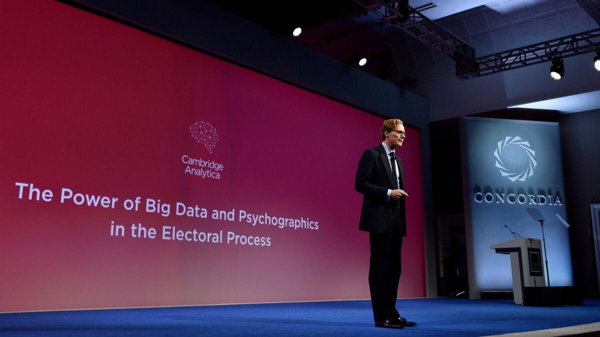 Cambridge Analytica chief Alexander Nix speaks at the 2016 Concordia Summit in New York.