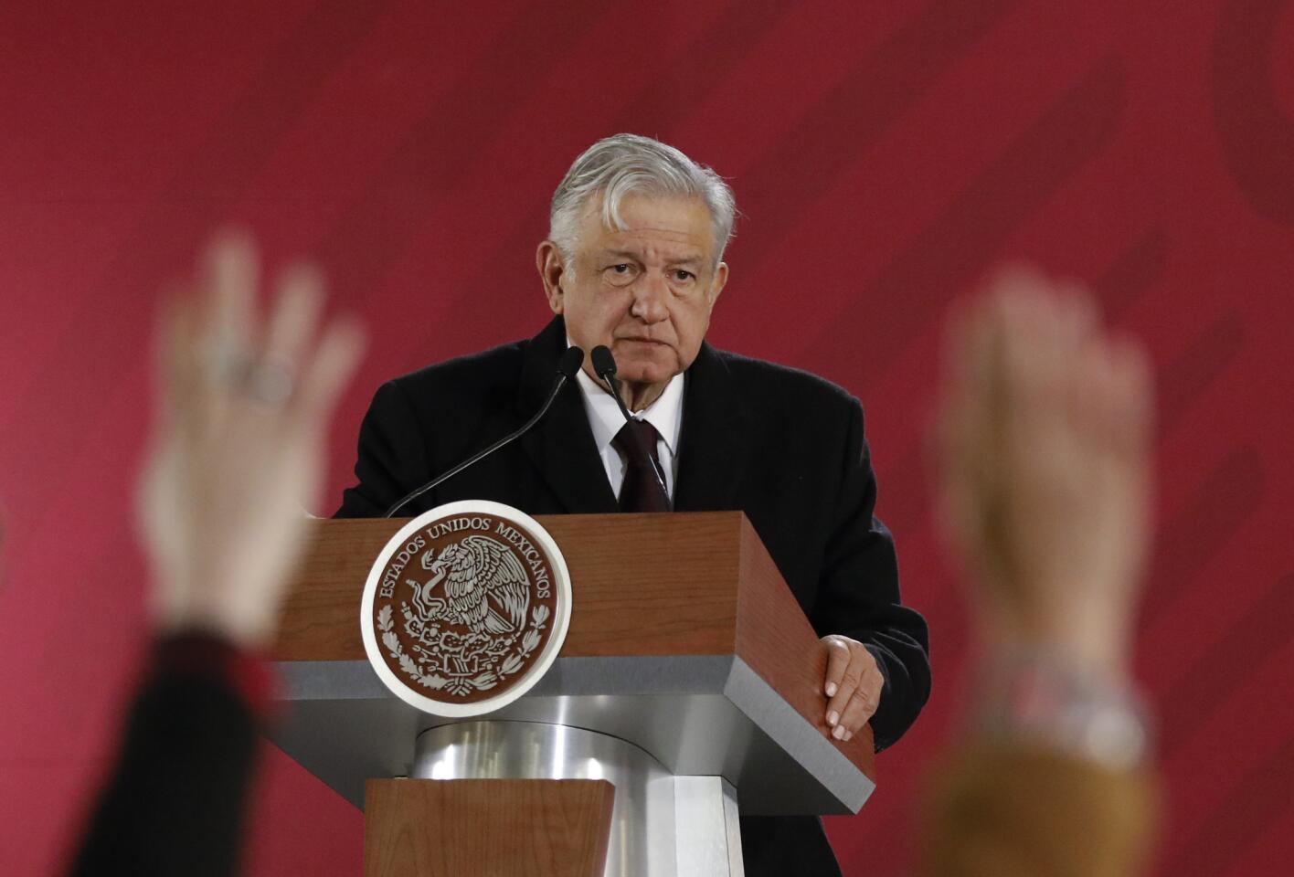 At a news conference Jan. 9, Mexican President Andres Manuel Lopez Obrador issued an emotional appeal to his countrymen to help battle against fuel thefts.