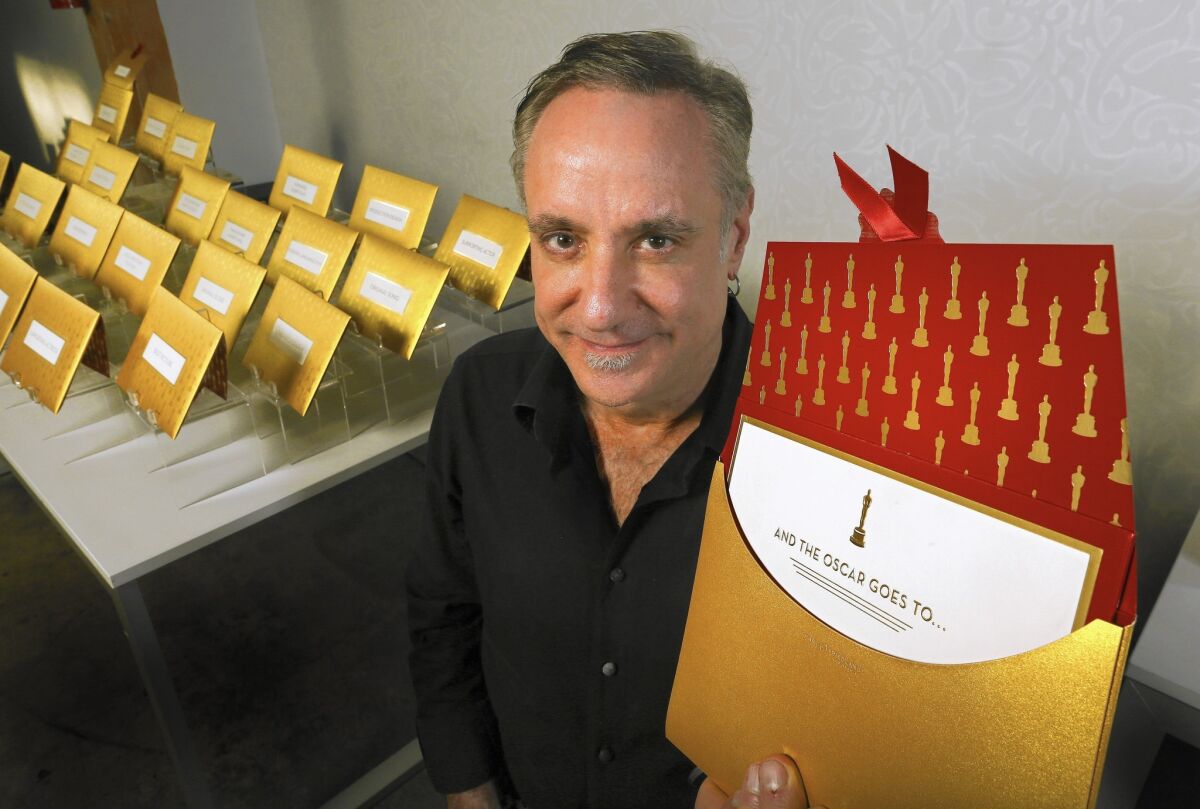 Creative Director Marc Friedland at his studio in Los Angeles where they make the Oscar envelopes for the Academy Awards show each year.