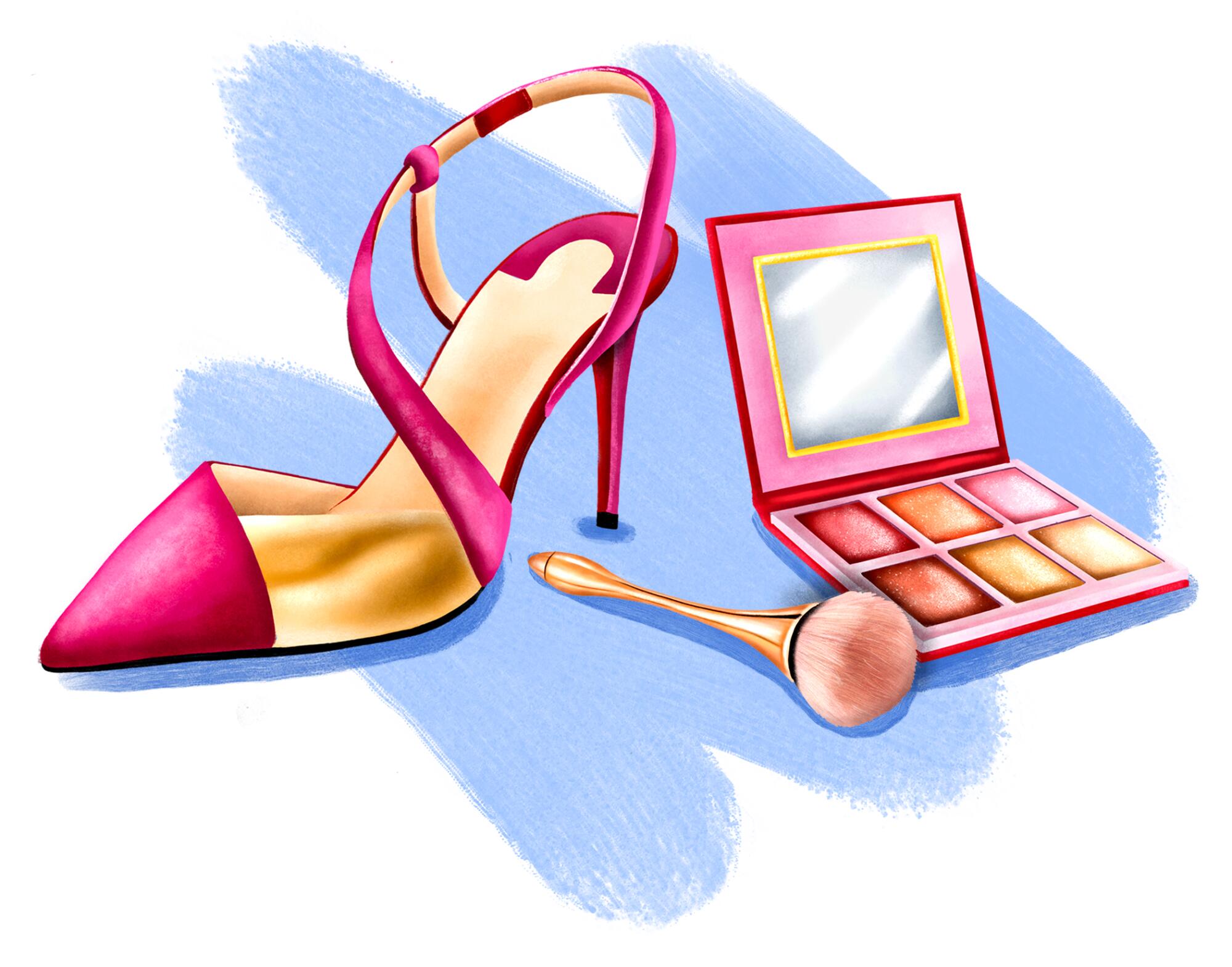 Illustration of makeup and heels