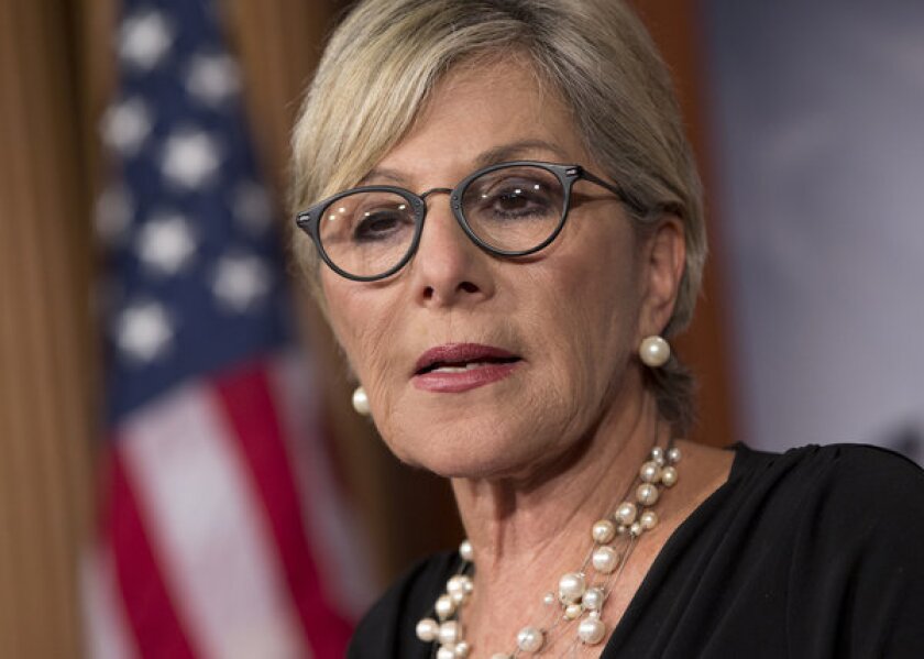 Sen. Barbara Boxer speaks to reporters on Capitol Hill.