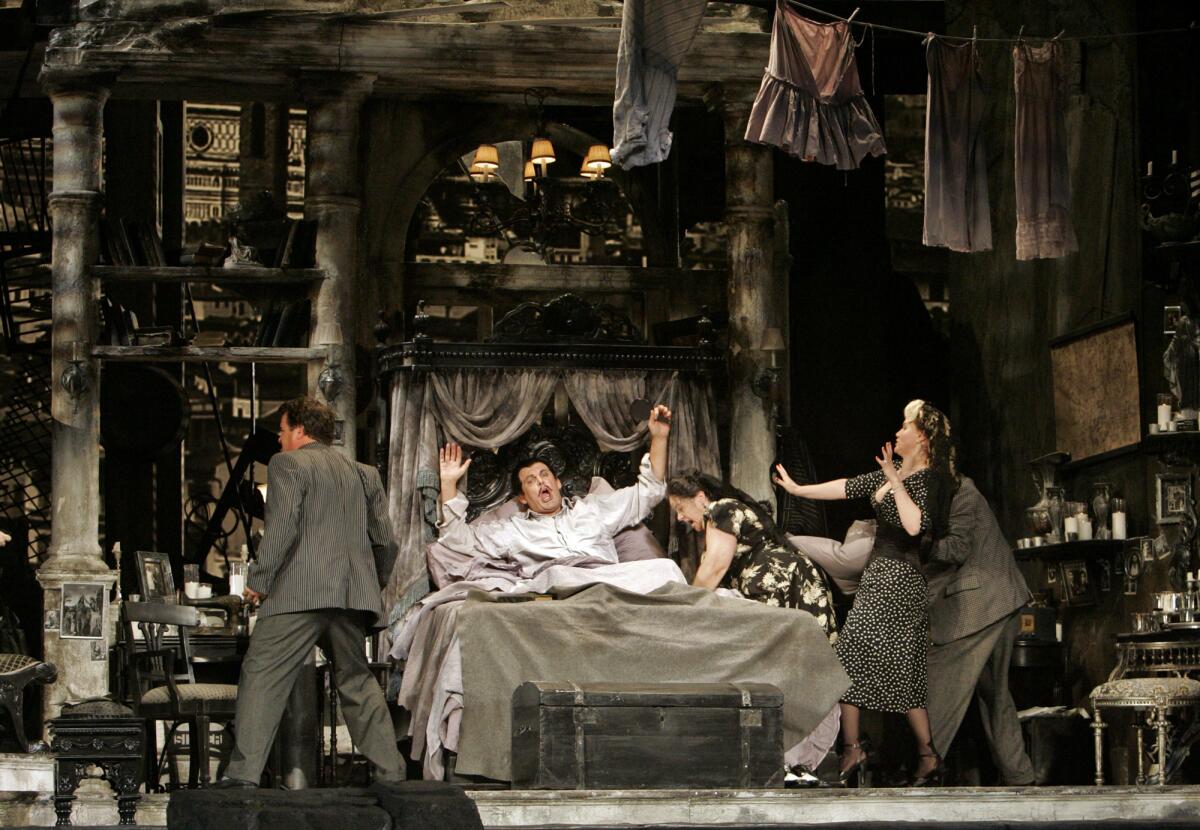 A scene from L.A. Opera's 2008 production of Puccini's "Gianni Schicchi," directed by Woody Allen, at the Dorothy Chandler Pavilion.