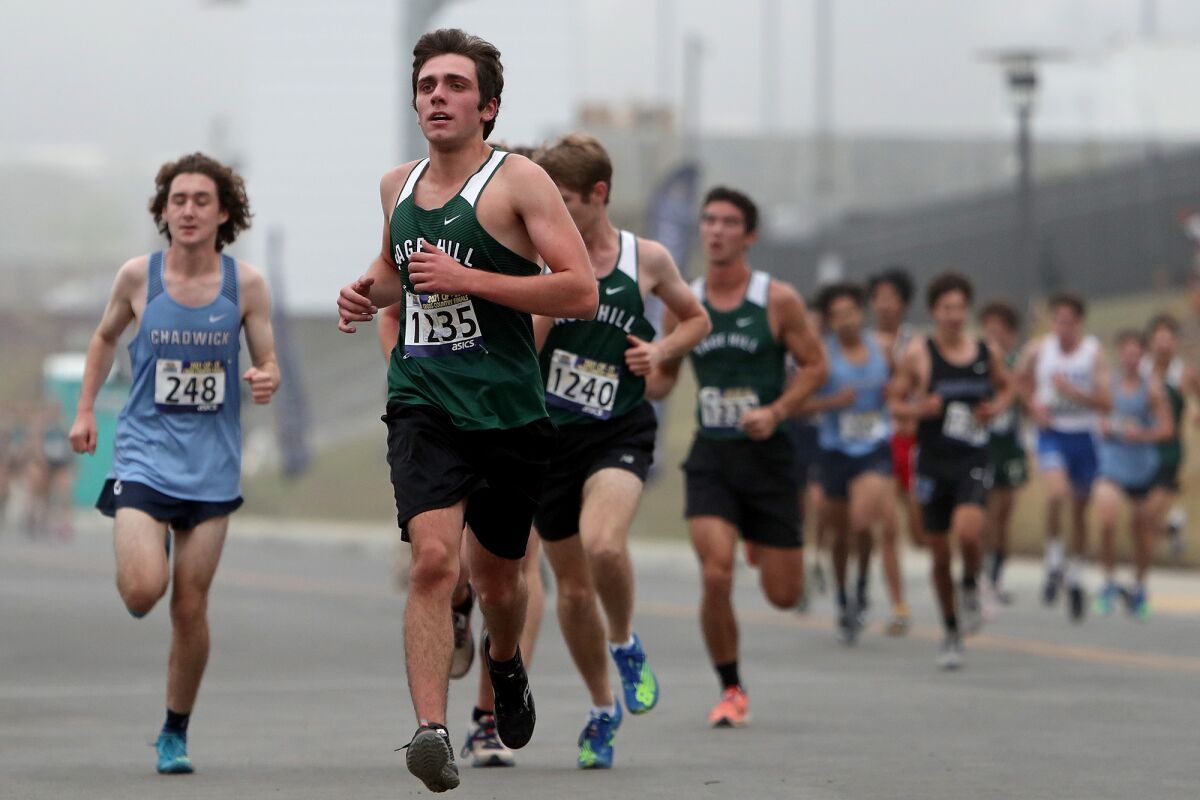 Sage Hill junior Jack Johnston (1235) competes in the Division 5 boys' race.