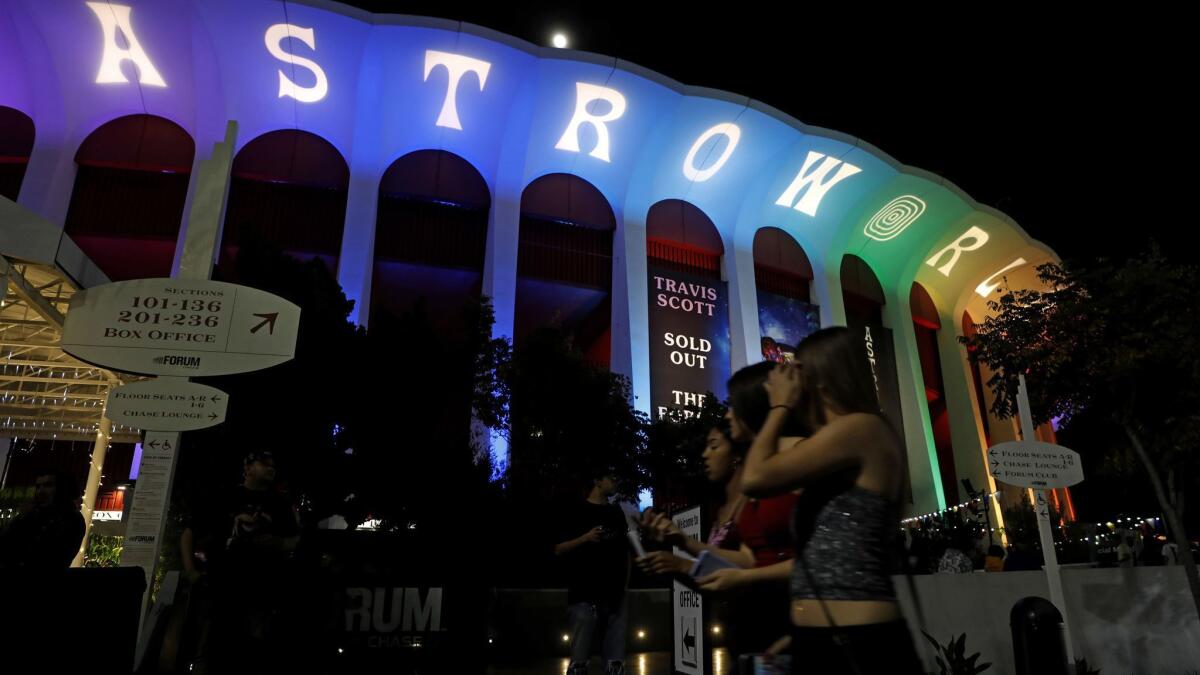 Travis Scott's "Astroworld" tour sold out two nights at the Forum in Inglewood.