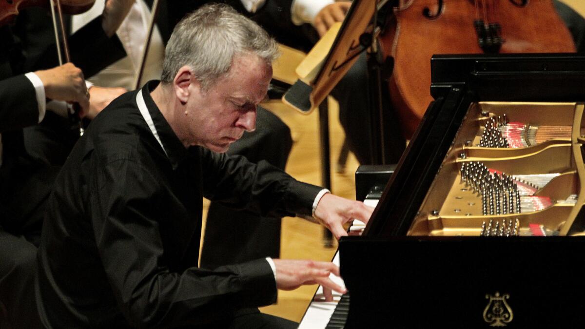 Guest soloist Jeremy Denk, designated 'director' and piano, is leading the ensemble. He's pictured here at Walt Disney Concert Hall in 2014.