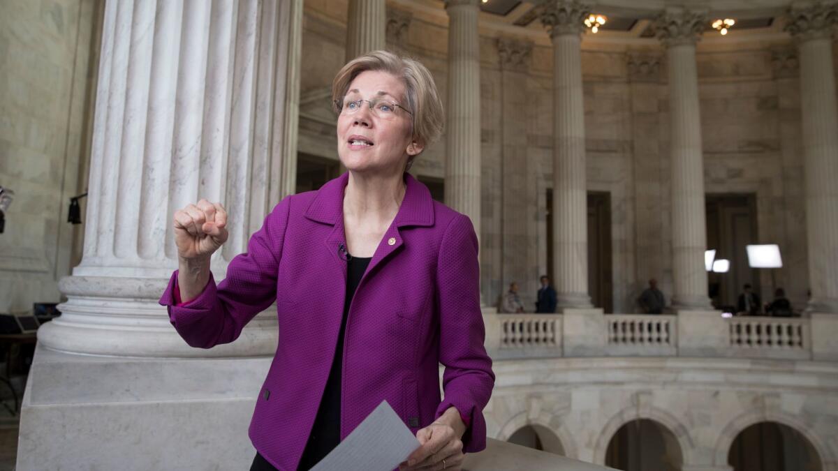 Sen. Elizabeth Warren, D-Mass. reacts to being rebuked by the Senate leadership and accused of impugning a fellow senator, Attorney General-designate, Sen. Jeff Sessions, R-Ala., on Feb. 8.
